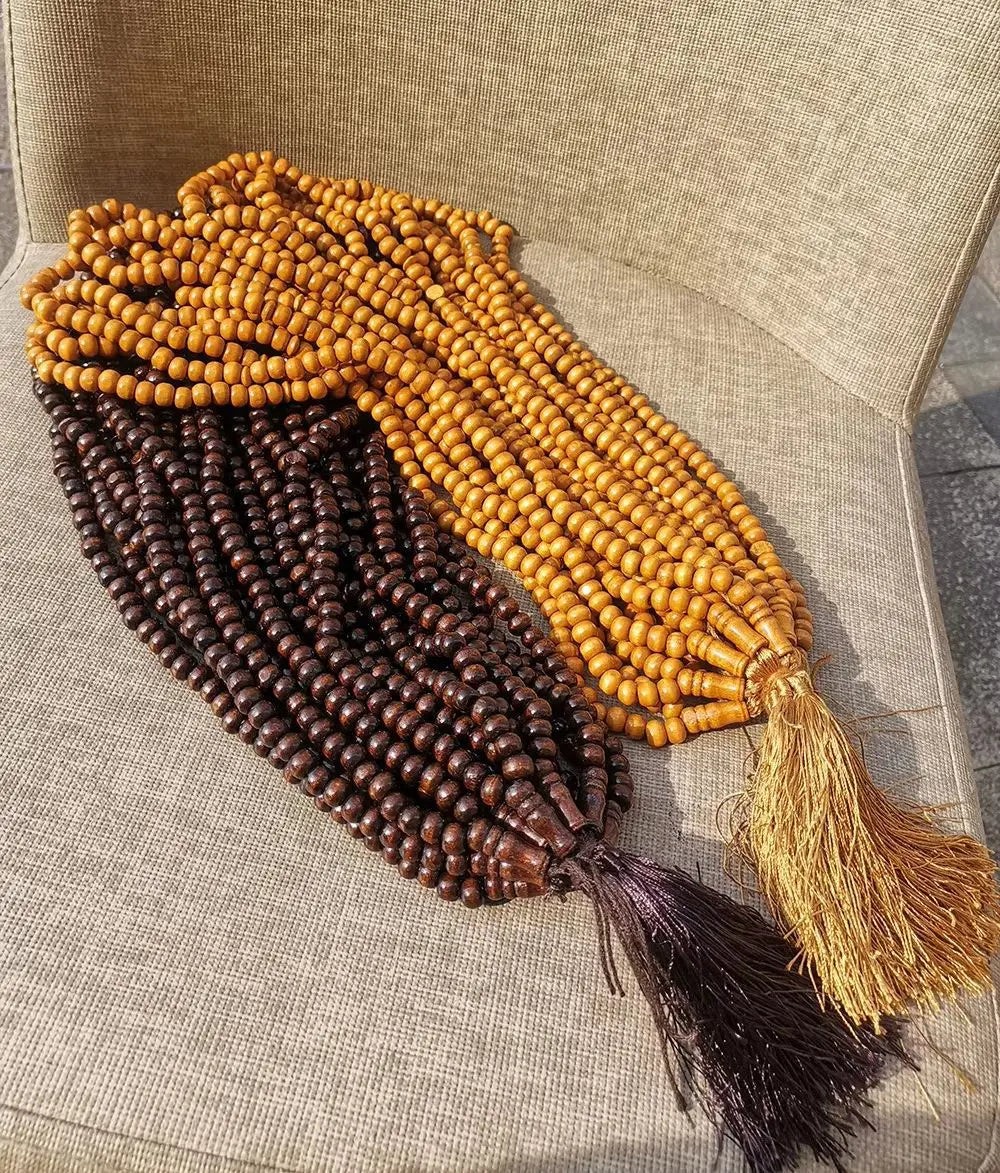 Natural Wood Tasbih — 99 Prayer Beads with Tassel | Muslim Gift