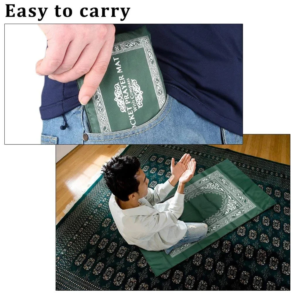 Travel Prayer Mat with Compass & Pouch — Waterproof, Foldable | 5 Colors